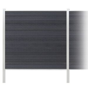 Zaun-Komplettset 'Roma Line' WPC anthrazit mit Pfosten eloxiert zum Einbetonieren 939 x 180 cm