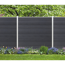Zaun-Komplettset 'Roma Line' WPC anthrazit mit Pfosten eloxiert zum Einbetonieren 939 x 180 cm