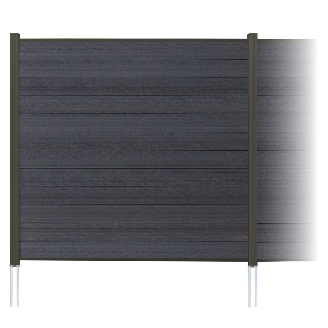 Zaun-Komplettset 'Roma Line' WPC beige mit Pfosten eloxiert zum Aufschrauben 565 x 180 cm