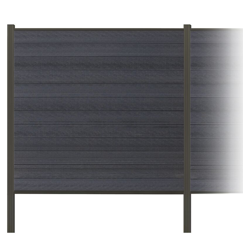Zaun-Komplettset 'Roma Line' WPC anthrazit mit Pfosten zum Einbetonieren 939 x 180 cm