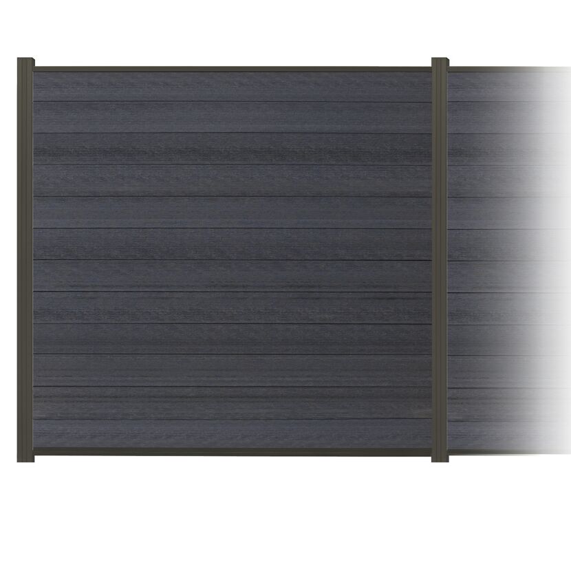 Zaun-Komplettset 'Roma Line' WPC anthrazit mit Pfosten zum Aufschrauben 565 x 18 cm