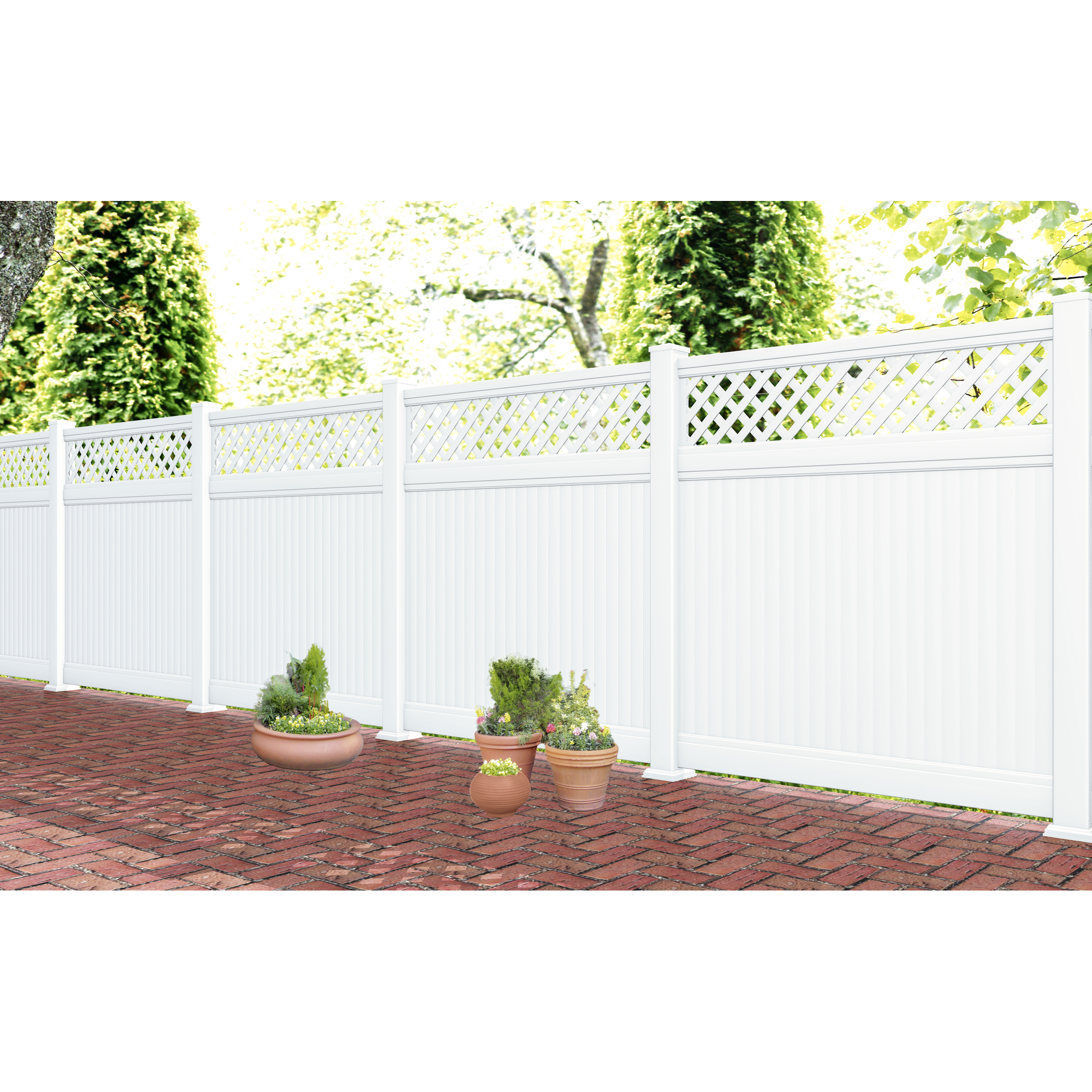 Zaun-Komplettset 'Oslo Line' Kunststoff weiß mit Pfosten zum Einbetonieren 764 x 180 cm