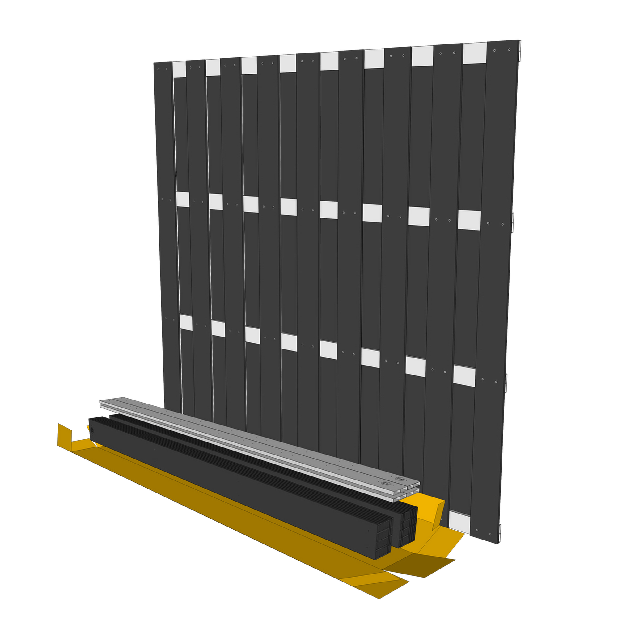 Zaun-Komplettset 'Milano Line' WPC anthrazit mit Pfosten zum Einbetonieren 755 x 180 cm