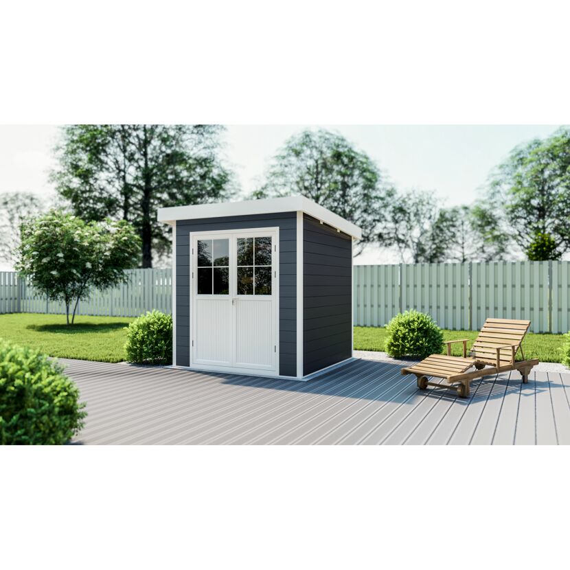 Gartenhaus 'Ausführung S' WPC mit Flachdach anthrazit 100 % FSC®-zertifiziert