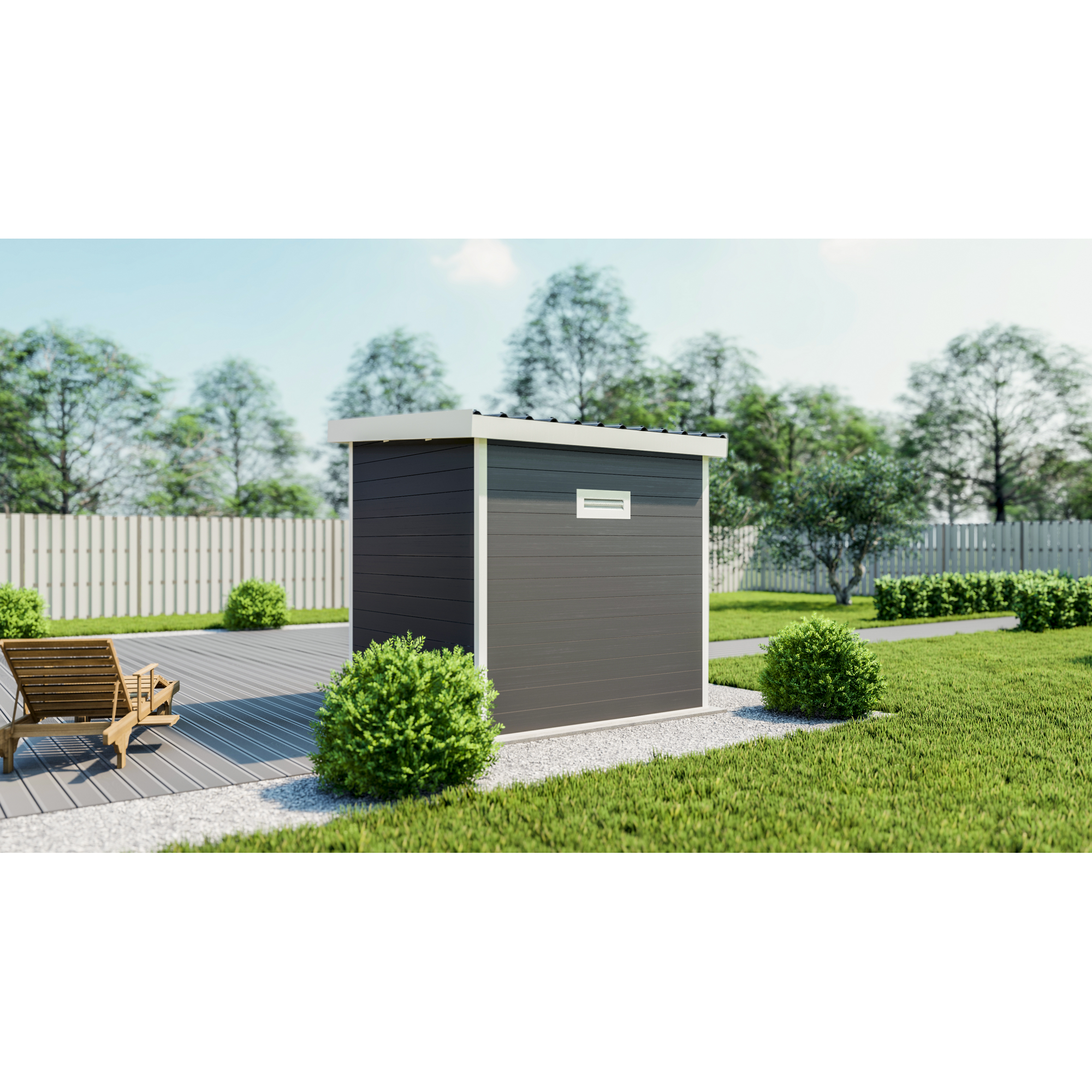 Gartenhaus 'Ausführung S' WPC mit Flachdach anthrazit 100 % FSC®-zertifiziert