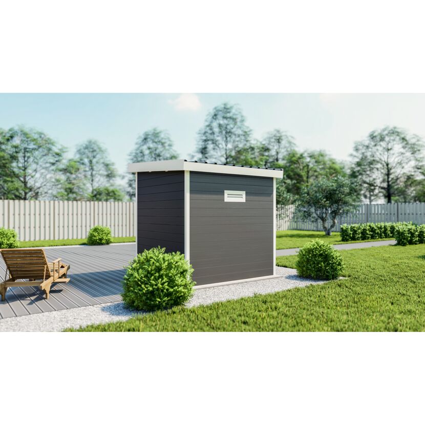Gartenhaus 'Ausführung S' WPC mit Flachdach anthrazit 100 % FSC®-zertifiziert