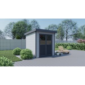 Gartenhaus 'Ausführung S' WPC mit Flachdach hellgrau