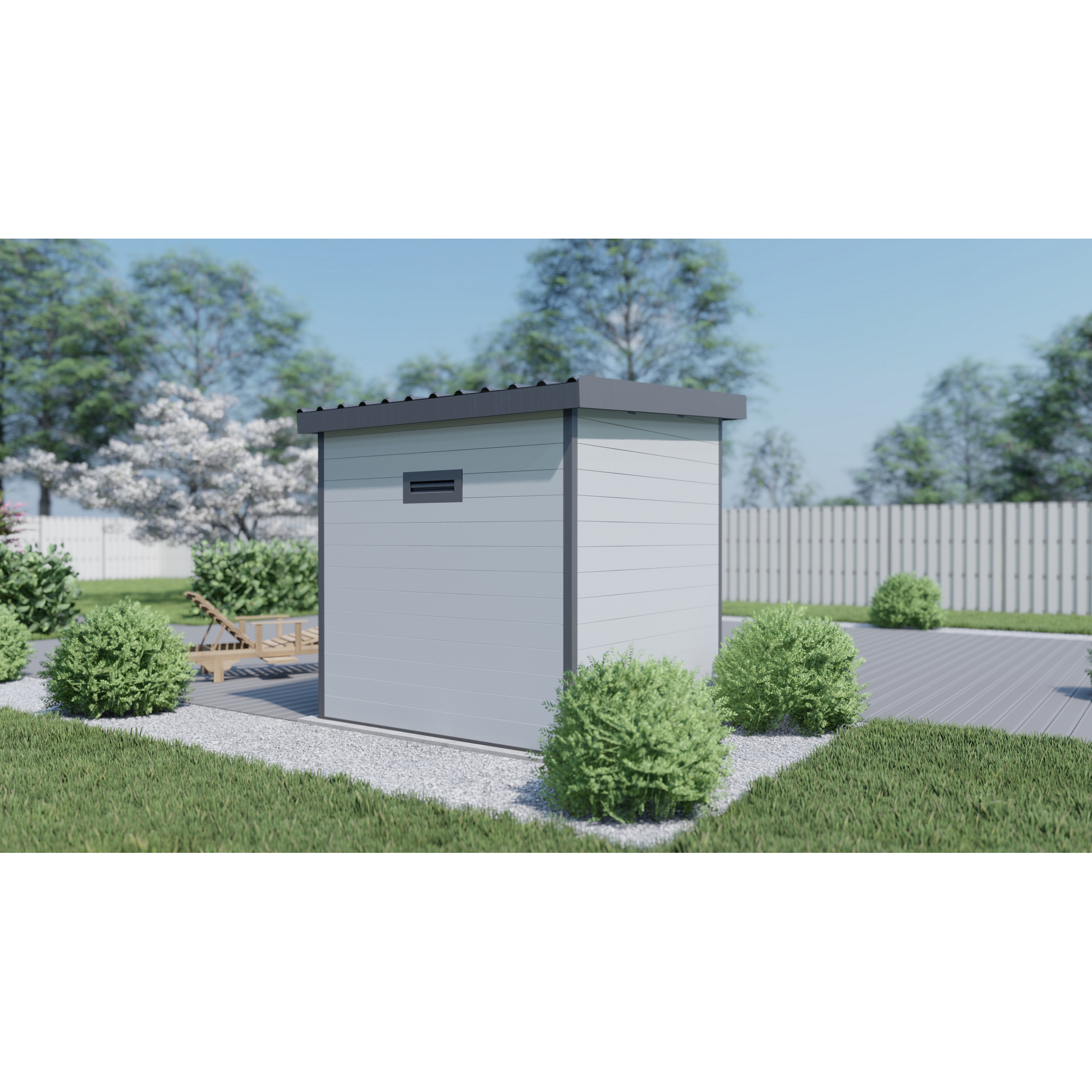 Gartenhaus 'Ausführung S' WPC mit Flachdach hellgrau