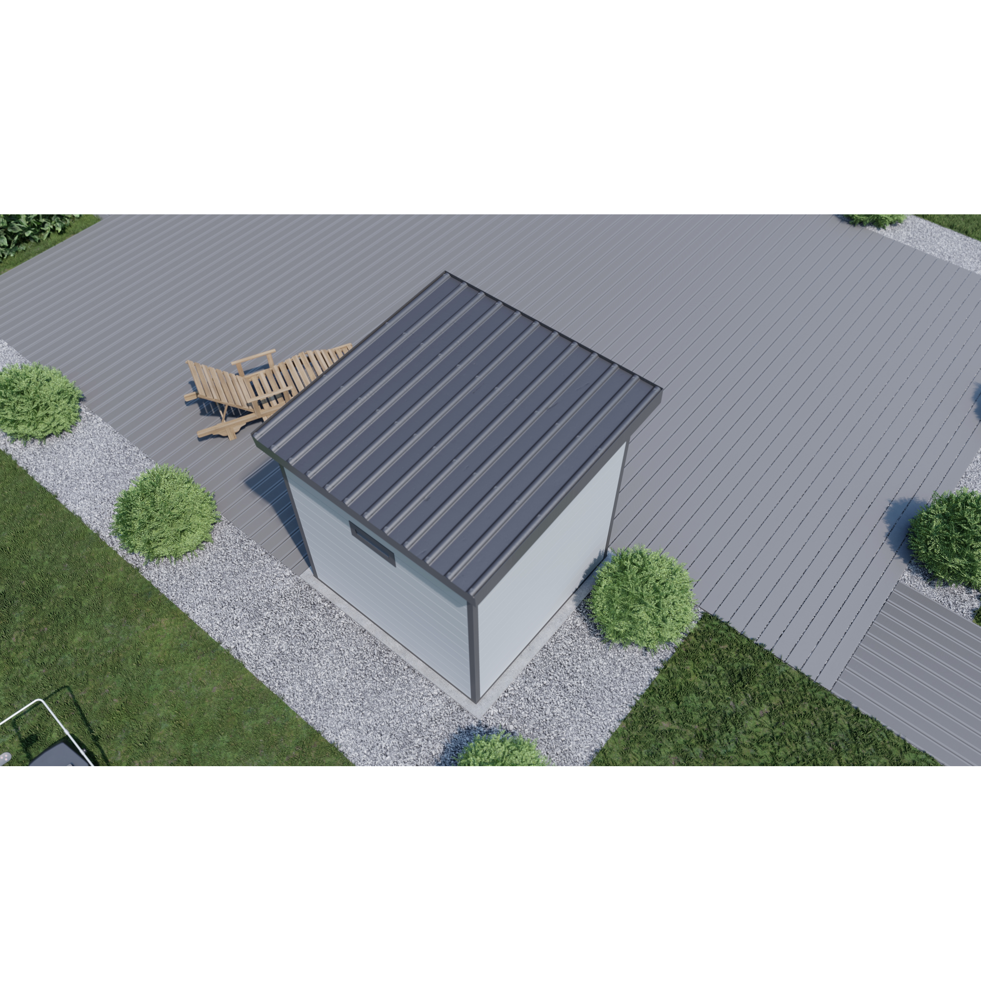 Gartenhaus 'Ausführung S' WPC mit Flachdach hellgrau