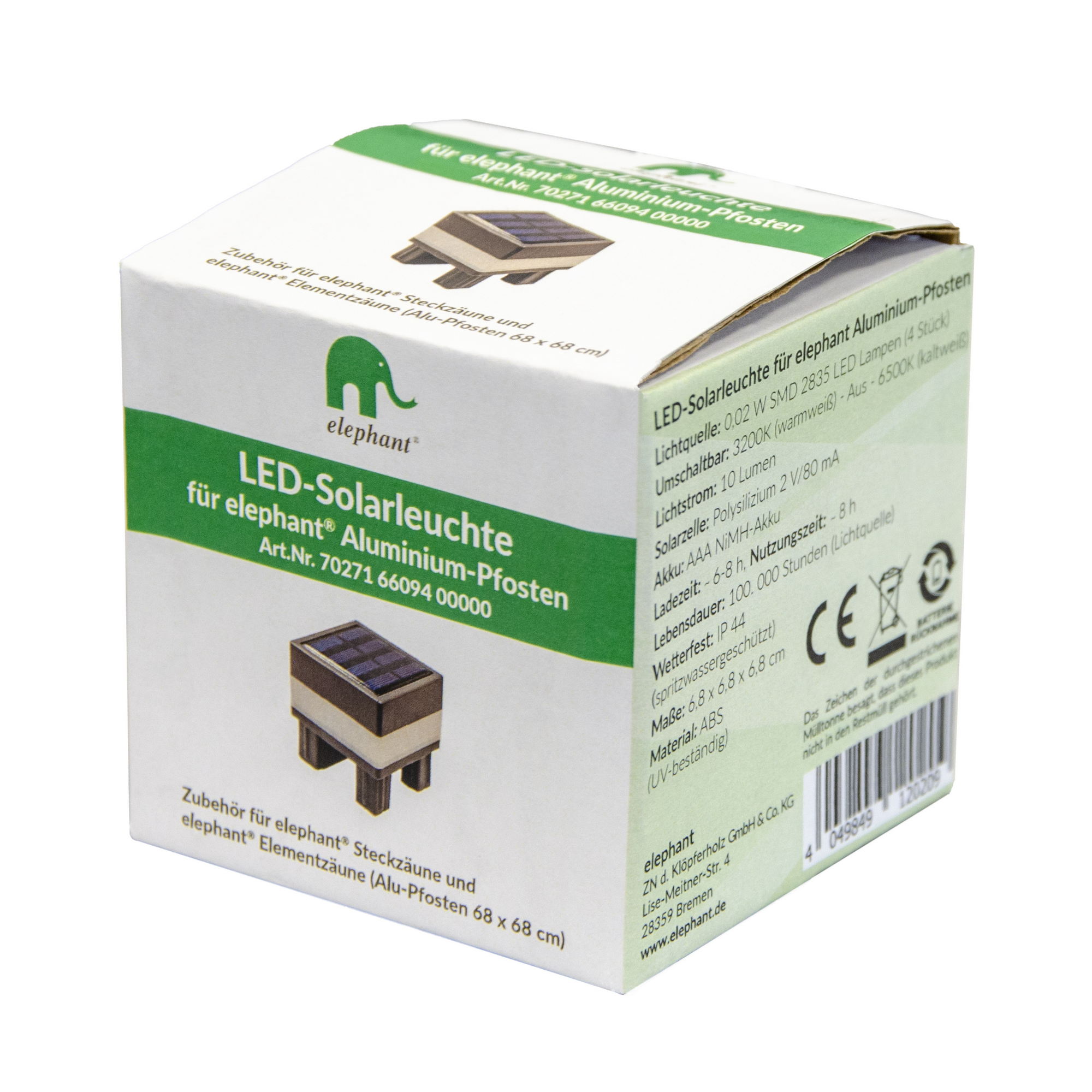 LED-Solar-Pfostenleuchte Kunststoff anthrazit 6,8 x 6,8, x 6,8 cm