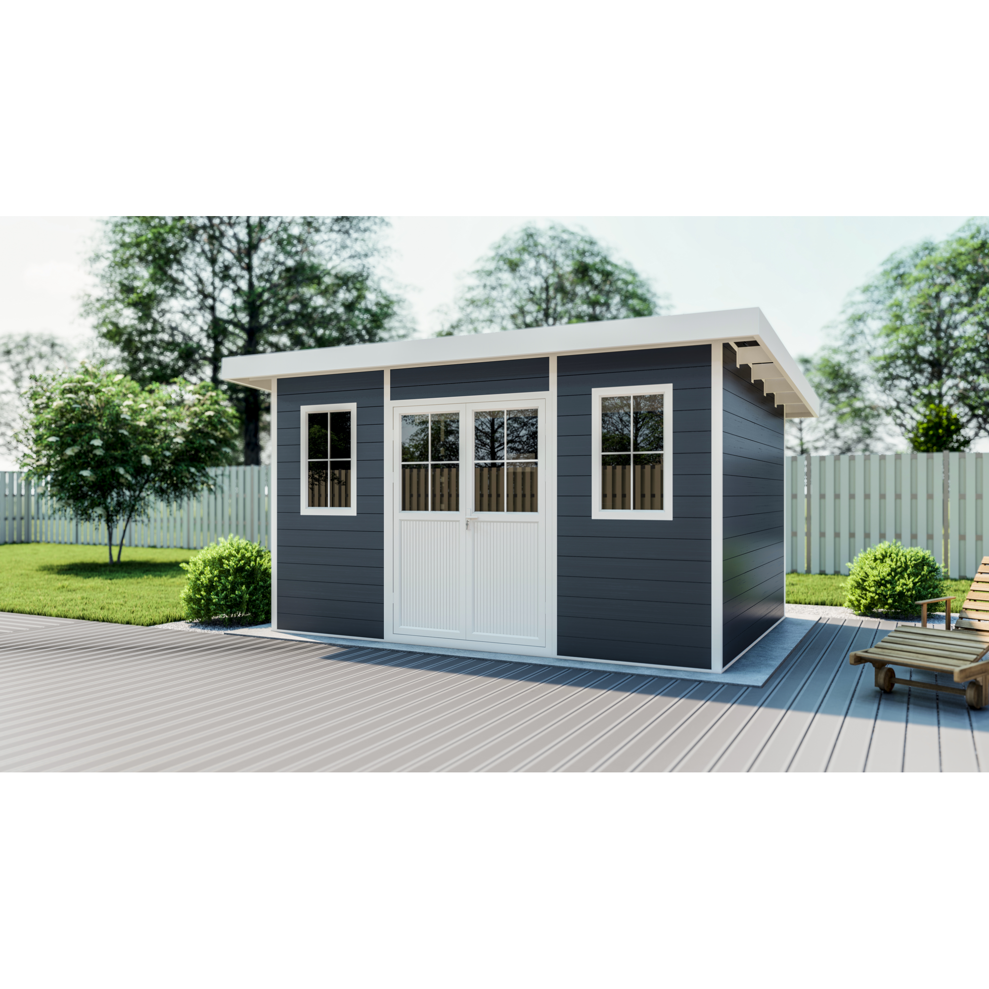 Gartenhaus 'Ausführung L' WPC mit Flachdach anthrazit  100 % FSC®-zertifiziert