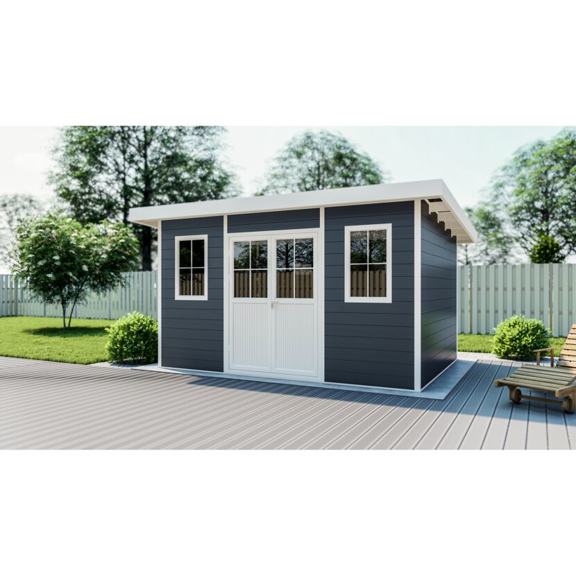 Gartenhaus 'Ausführung L' WPC mit Flachdach anthrazit  100 % FSC®-zertifiziert