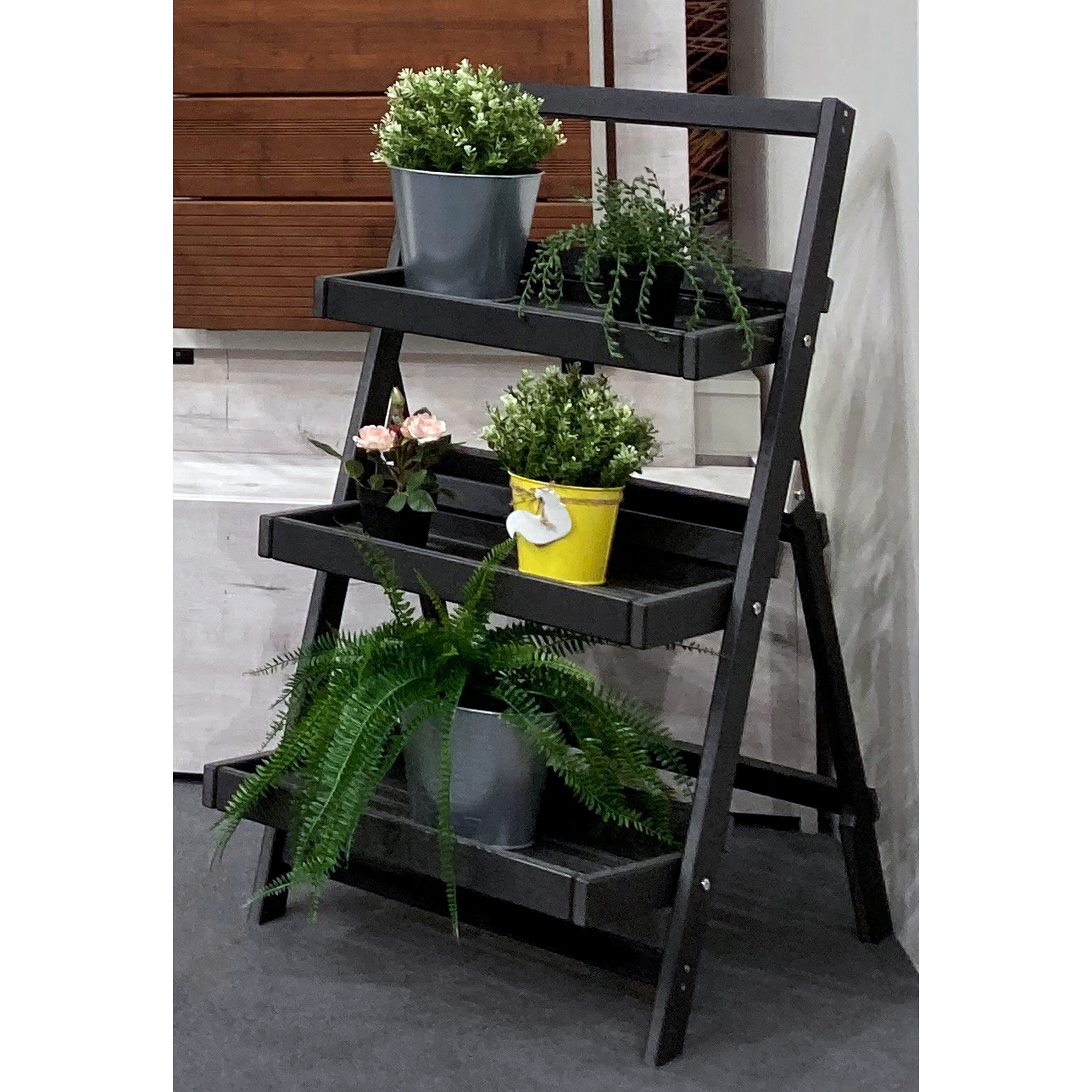 Kräuterleiter 3-stufig anthrazit 58 x 50 x 100 cm