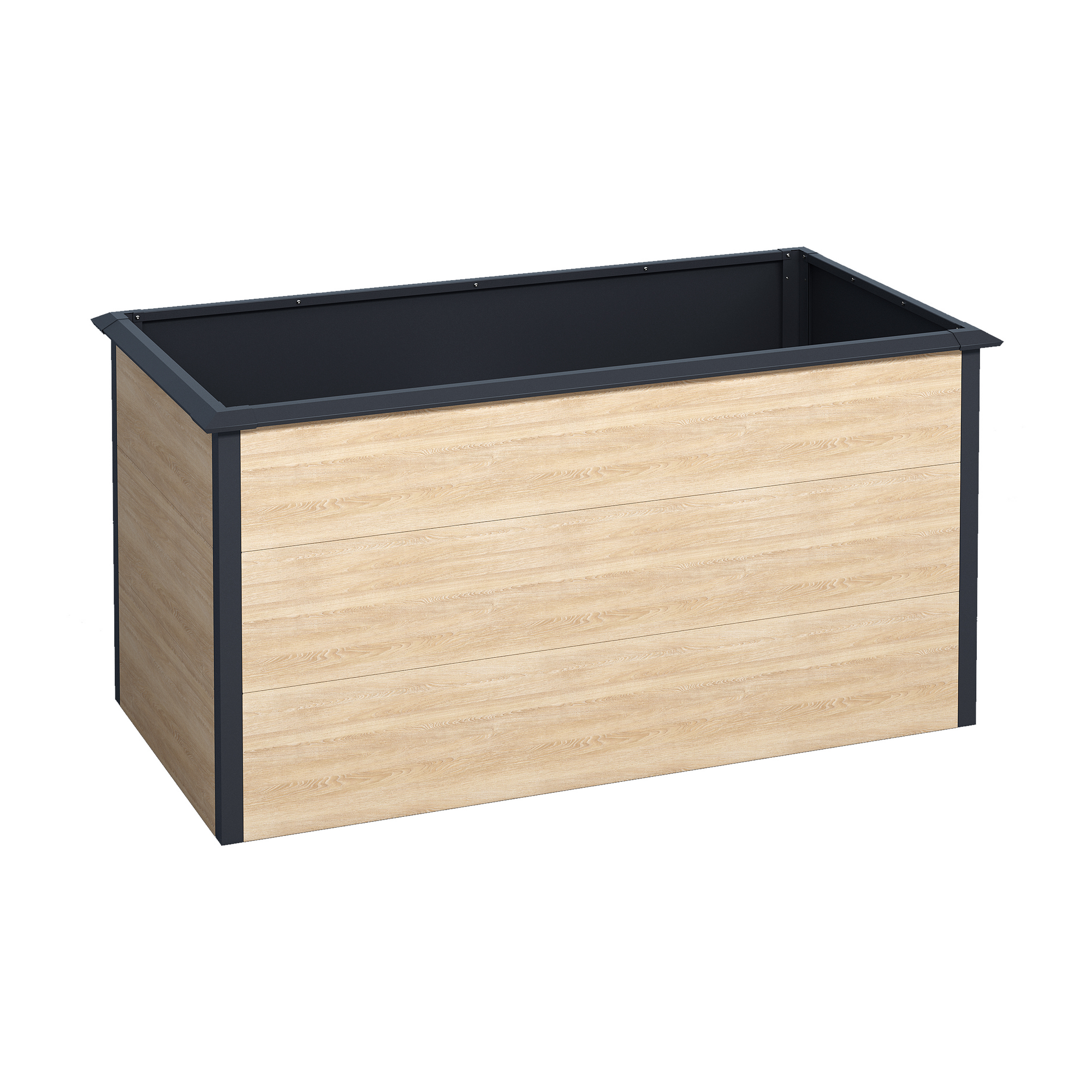 Hochbeet mit Schneckenschutz Metall Holzdekor 150 x 77 x 75 cm