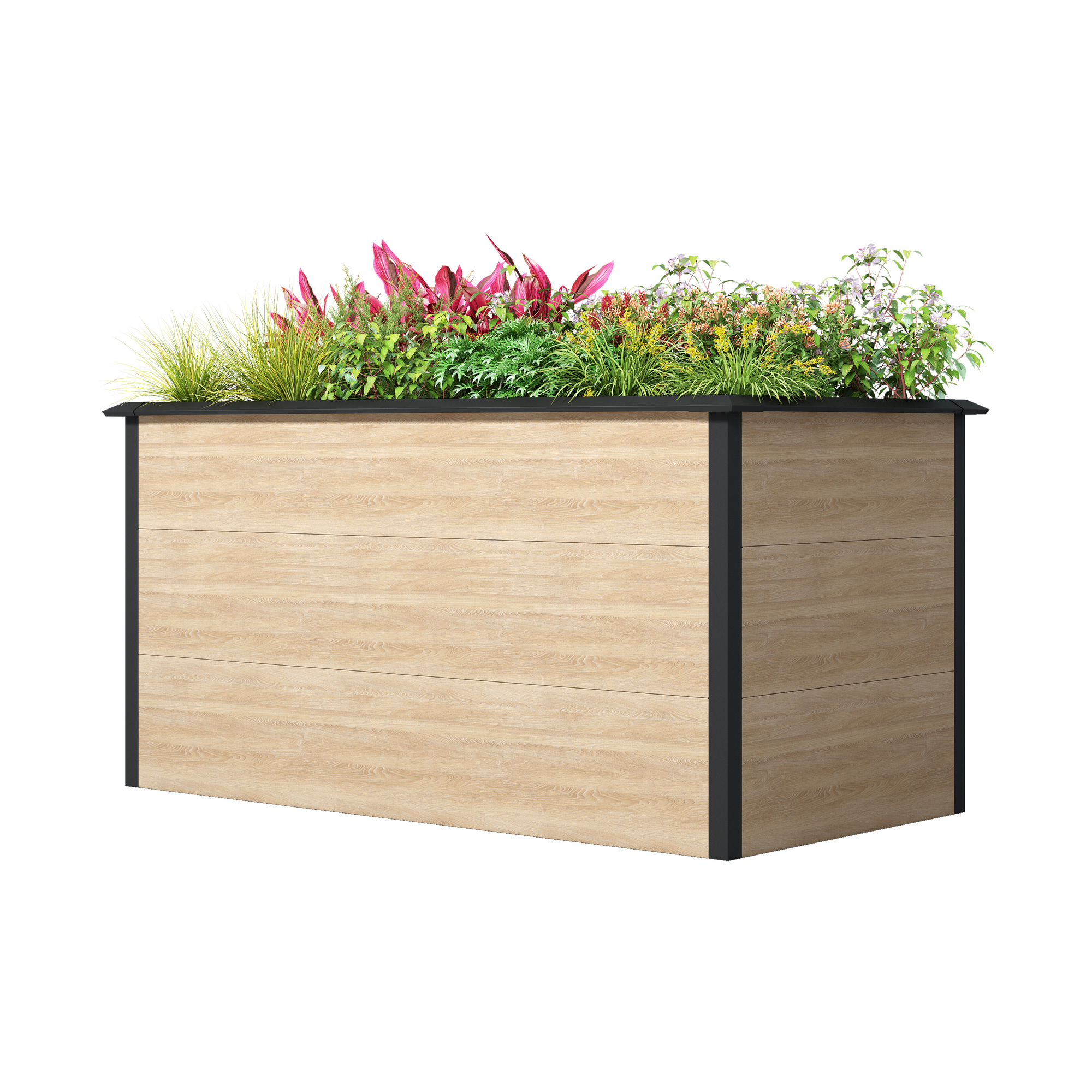 Hochbeet mit Schneckenschutz Metall Holzdekor 150 x 77 x 75 cm