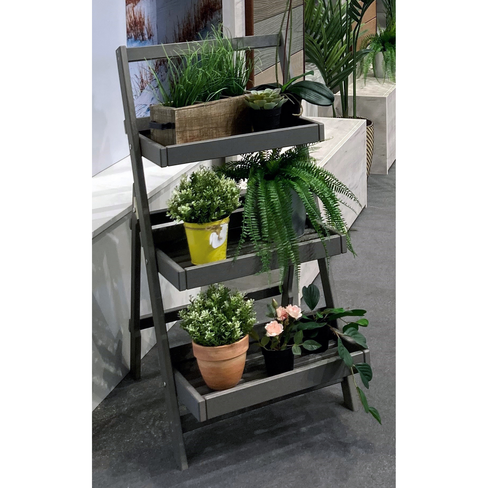Kräuterleiter 3-stufig grau 58 x 50 x 100 cm