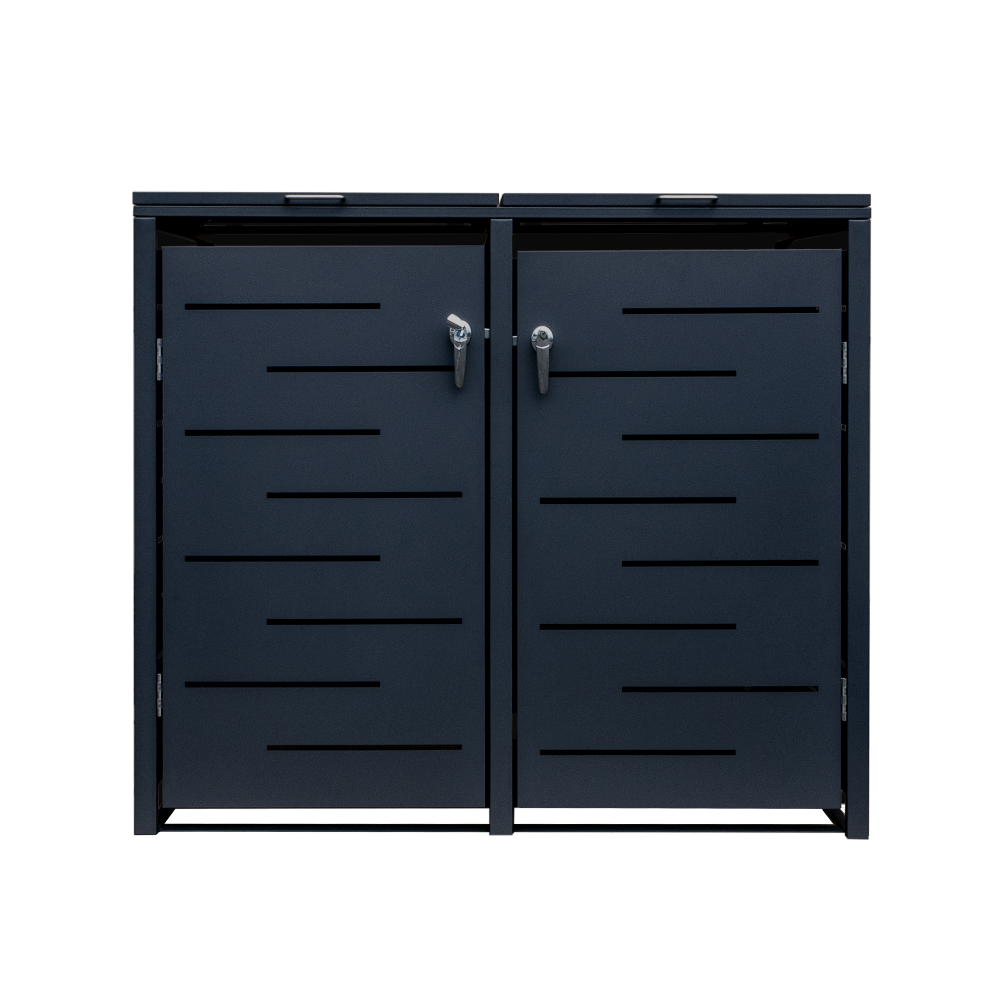 Doppel-Mülltonnenbox Stahlblech anthrazit 132 x 82 x 116 cm