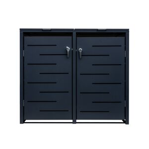 Doppel-Mülltonnenbox Stahlblech anthrazit 132 x 82 x 116 cm