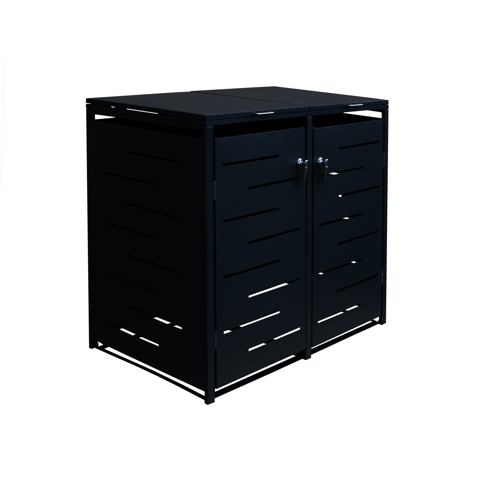 Doppel-Mülltonnenbox Stahlblech anthrazit 132 x 82 x 116 cm