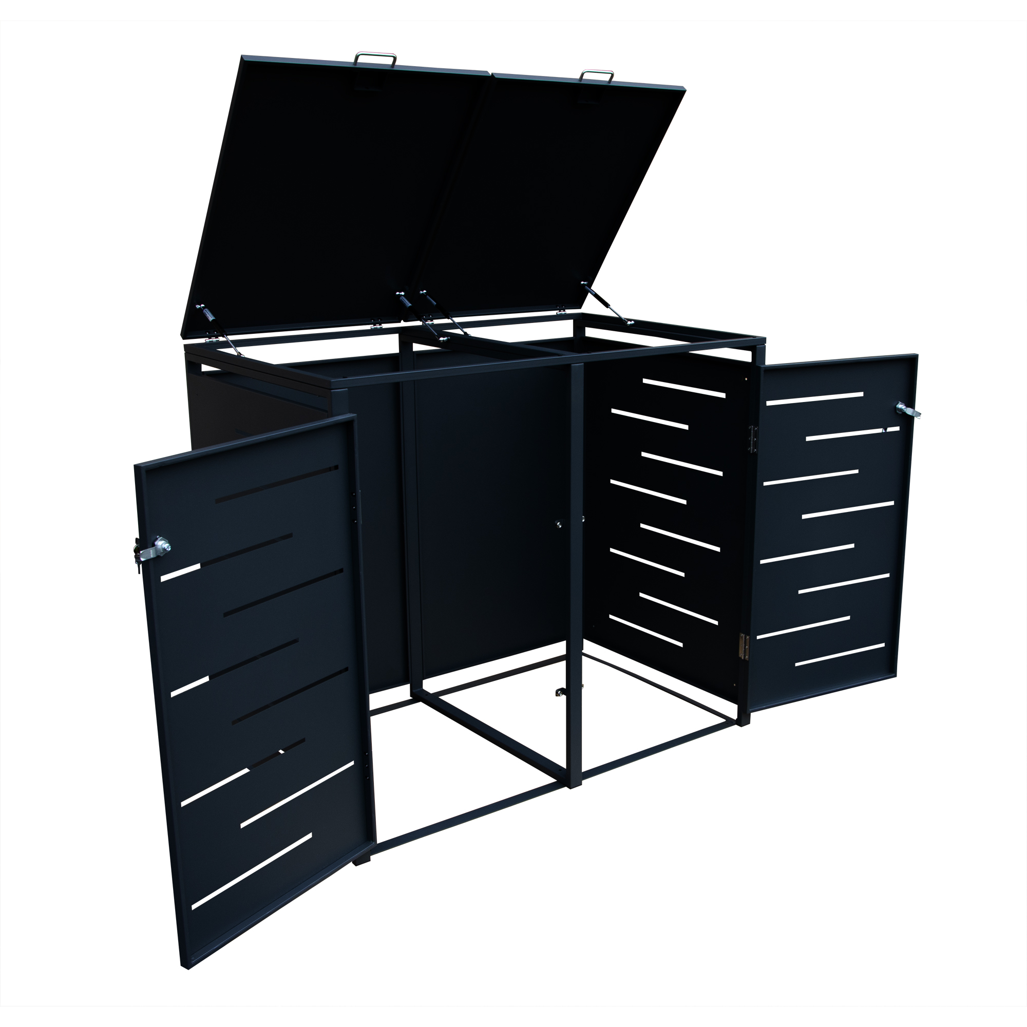 Doppel-Mülltonnenbox Stahlblech anthrazit 132 x 82 x 116 cm