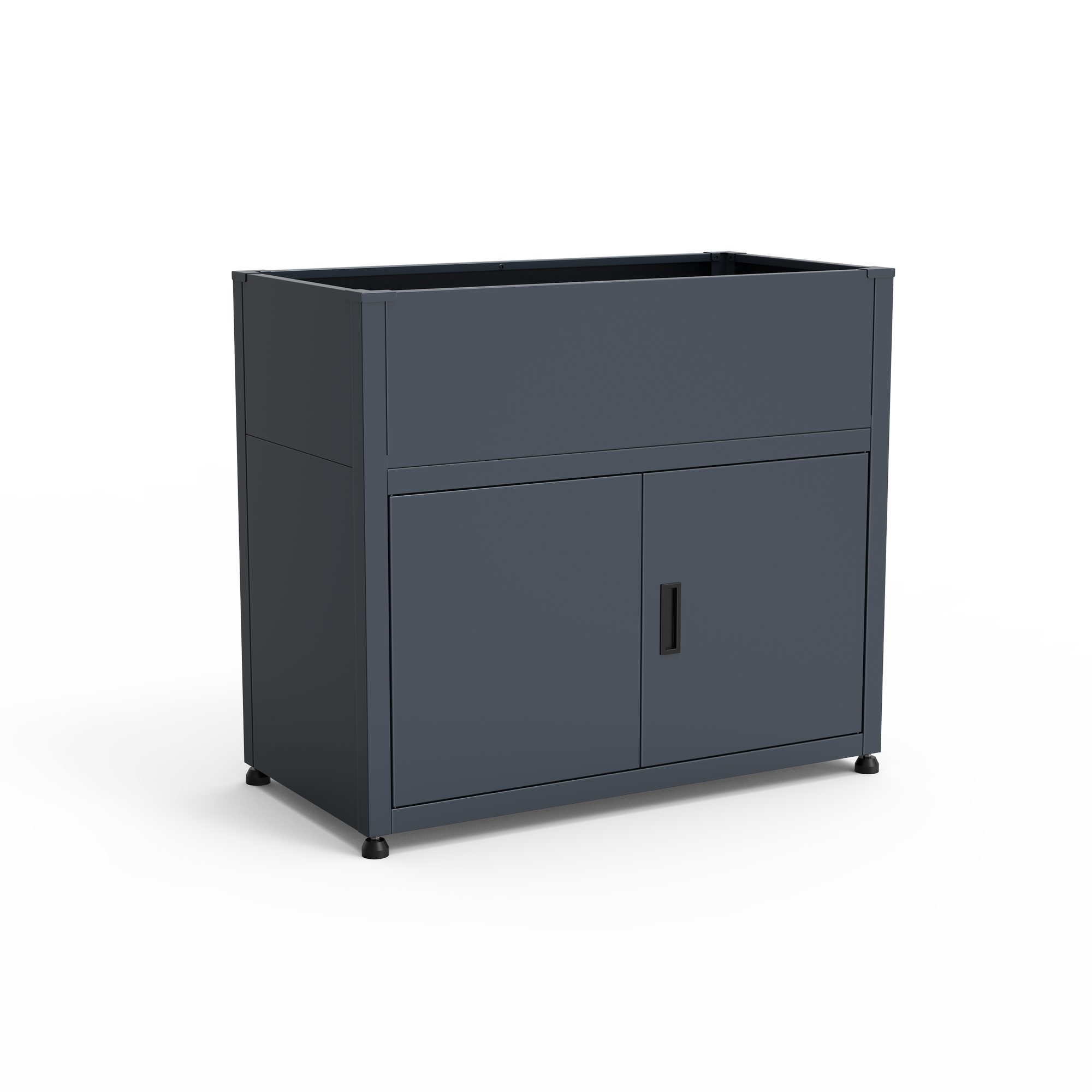 Hochbeet mit Stauraum Metall anthrazit 100 x 85 x 50 cm