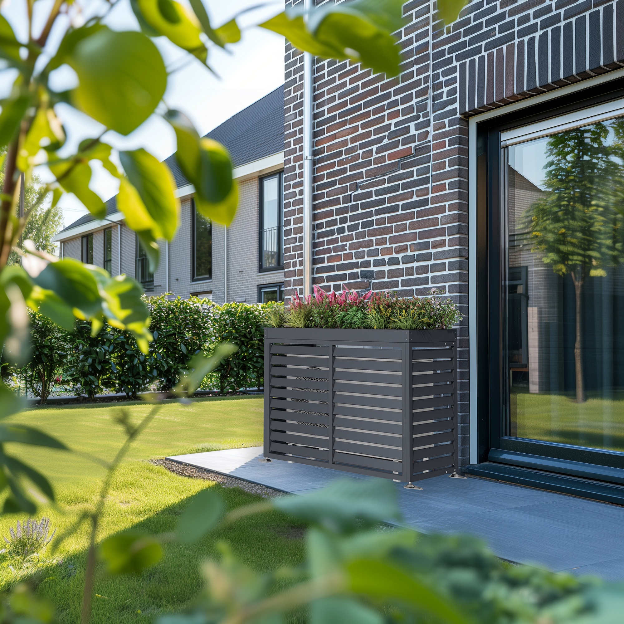 Wärmepumpenverkleidung mit Pflanzdeckel anthrazit 140 x 50 x 100 cm