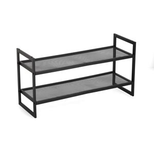 Schuhregal mit 2 Ablagen Metall schwarz stapelbar 70 x 36 x 24 cm