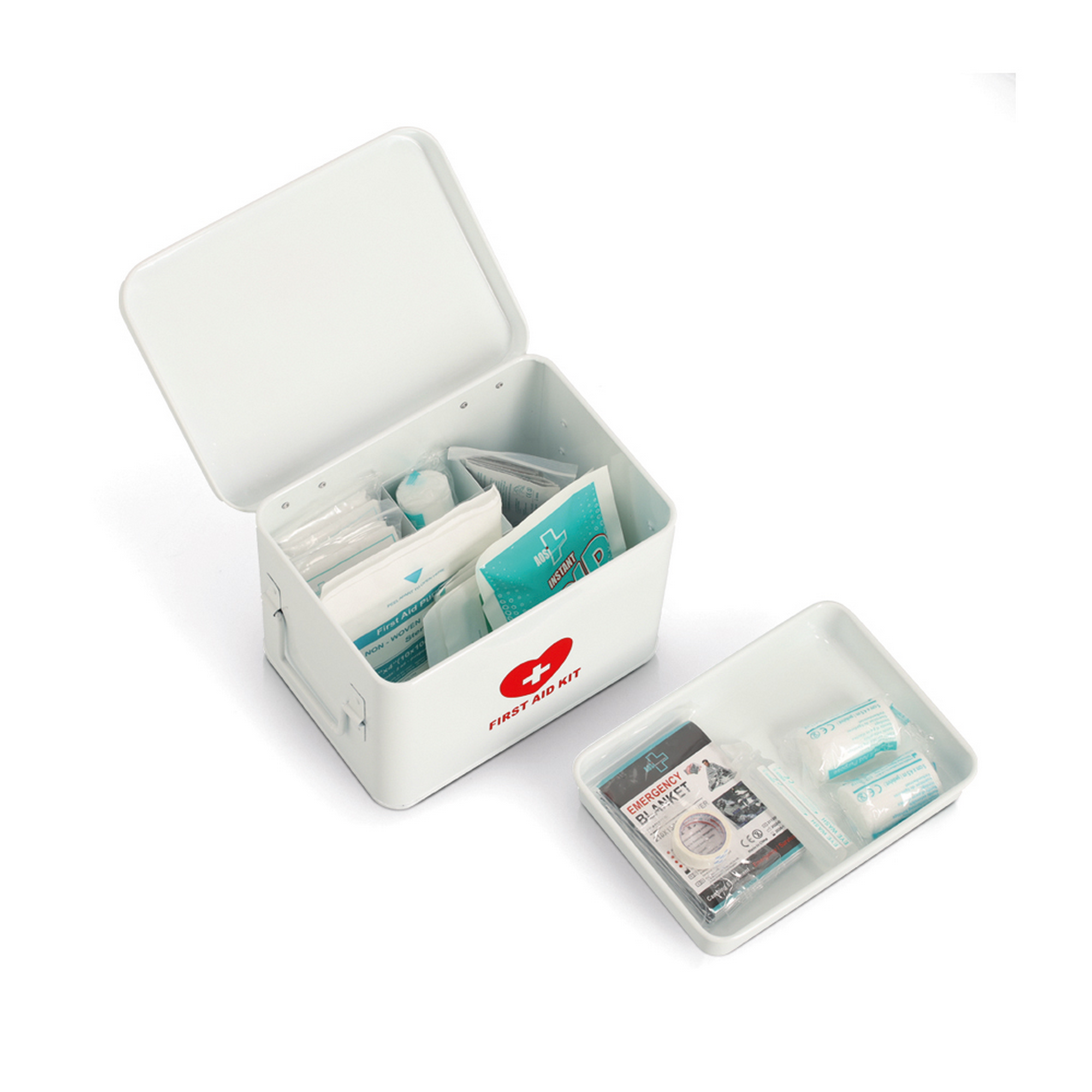 Medizinbox Metall weiß 22 x 16 x 16 cm