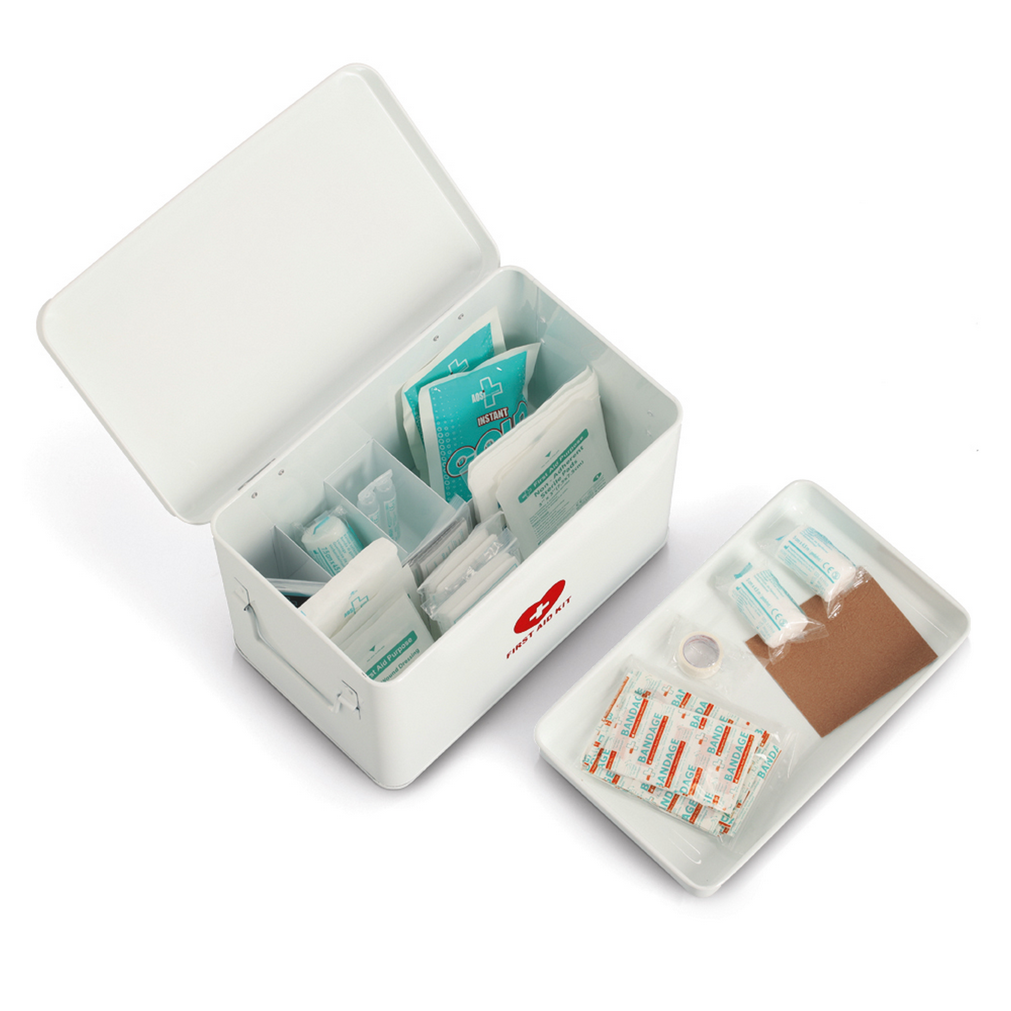 Medizinbox Metall weiß 32 x 20,5 x 19 cm