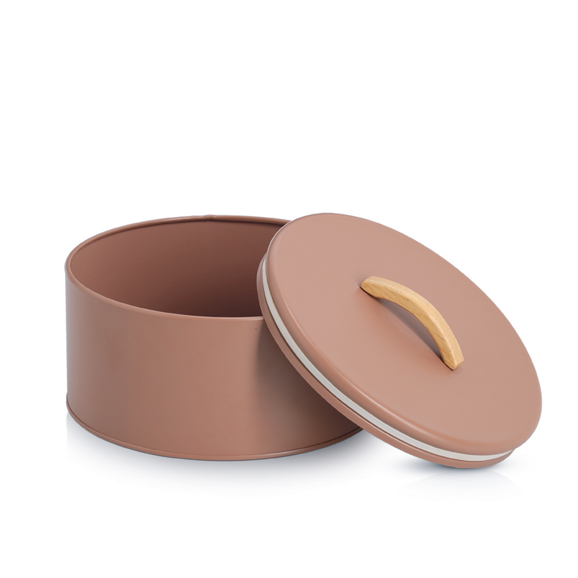 Vorratsdose Metall/Gummibaum moccafarben 2,4 l 22 x 13,5 x 22 cm