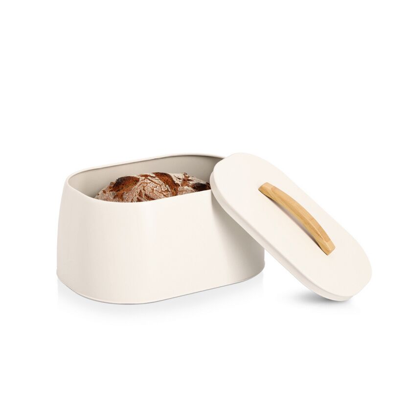 Brotkasten Metall/Gummibaum creme 33,5 x 18,3 x 23,5 cm