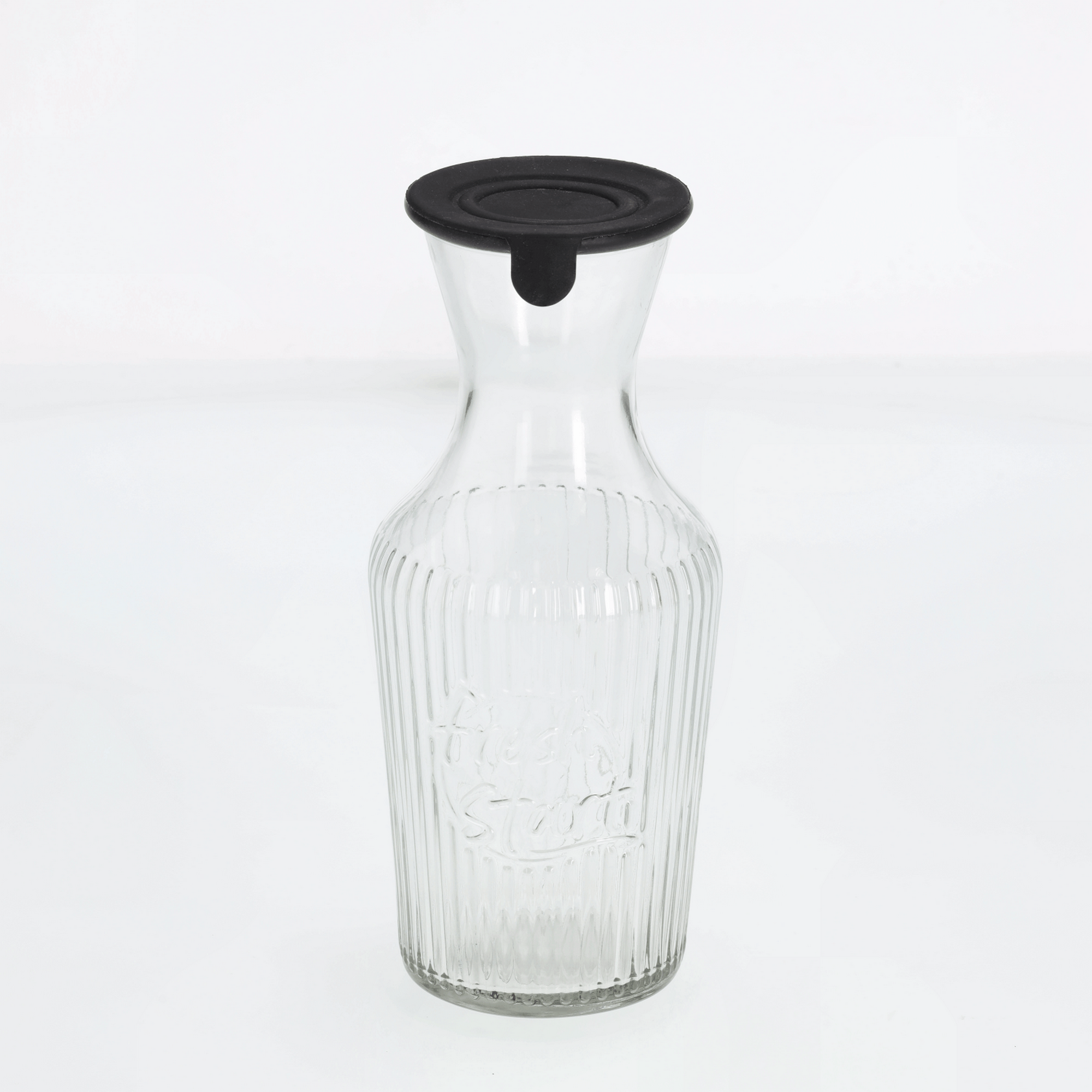 Glaskaraffe mit Silikondeckel schwarz 1200 ml 11 x 25,5 x 11 cm