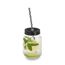 Trinkglas mit Metalldeckel und Strohhalm 480 ml 8 x 13 x 8 cm