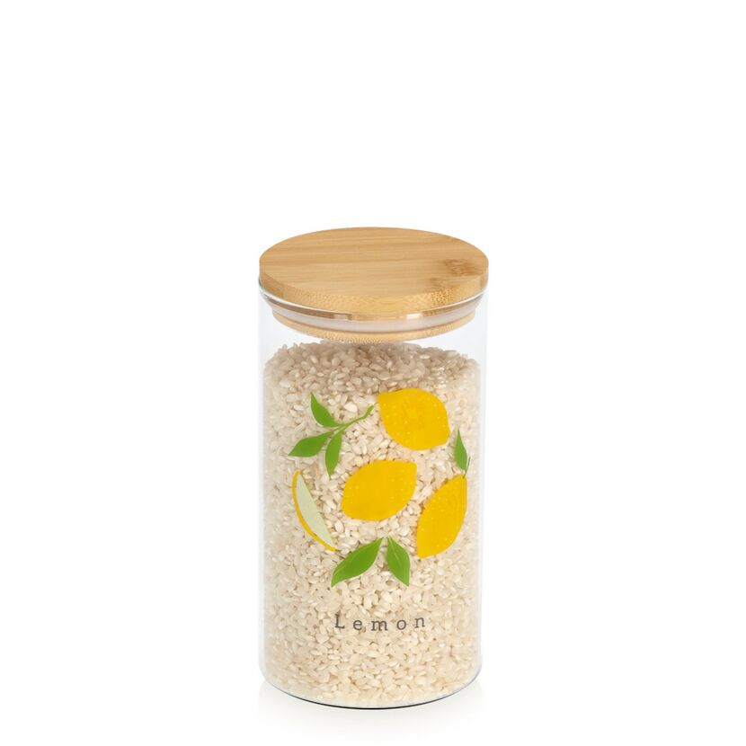 Vorratsglas 'Lemon' mit Bambusdeckel 850 ml 9 x 17 x 9 cm
