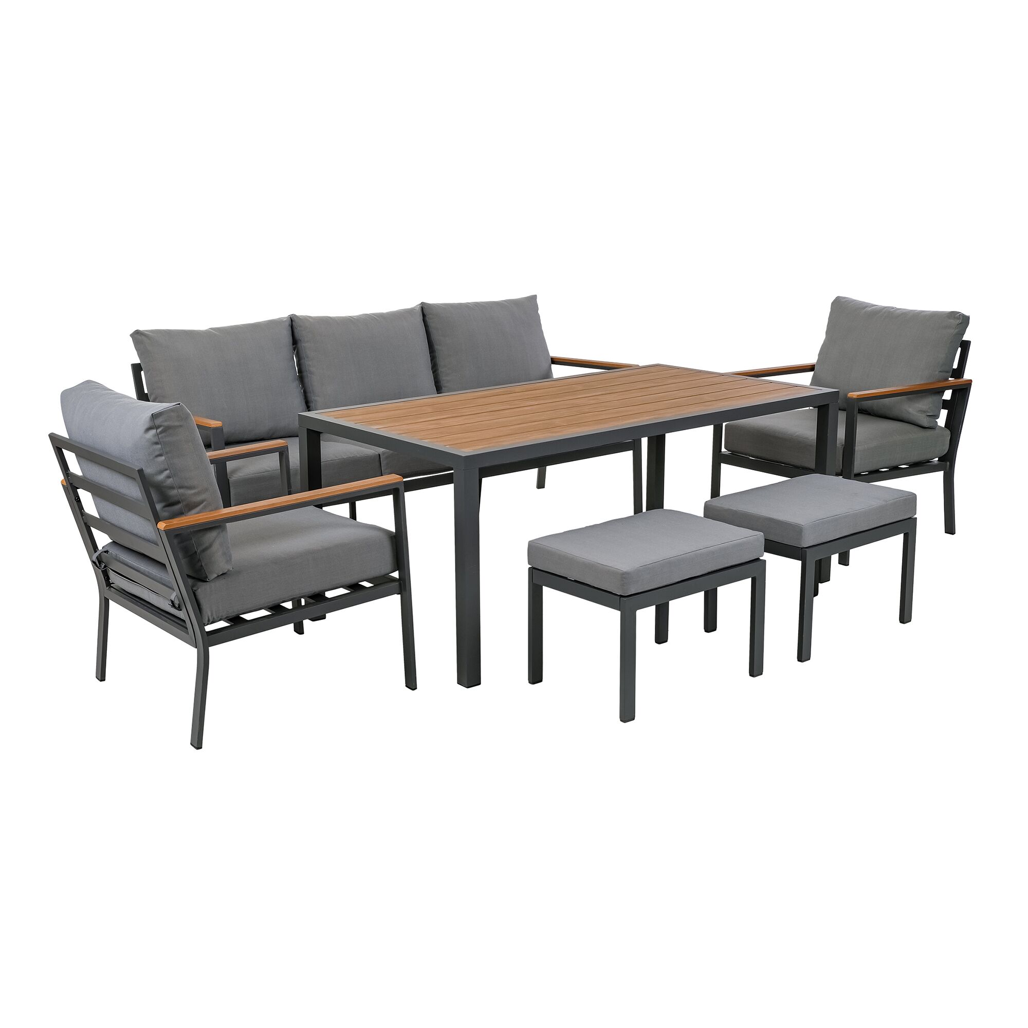 Loungemöbelset 'Bozen' Aluminium mit grauen Polstern
