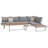 Loungemöbelset Lima aus Aluminium mit grauen Polstern