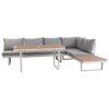 Loungemöbelset 'Lima' Aluminium, grau mit Holztischplatte.