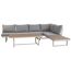 Loungemöbelset Lima aus Aluminium mit grauen Kissen und Holztischen