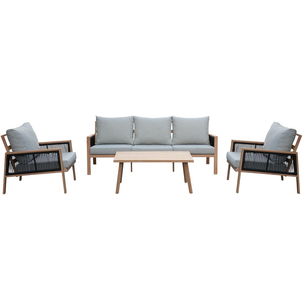 Loungemöbelset 'Monaco' mit Sofa, zwei Sesseln und Couchtisch.