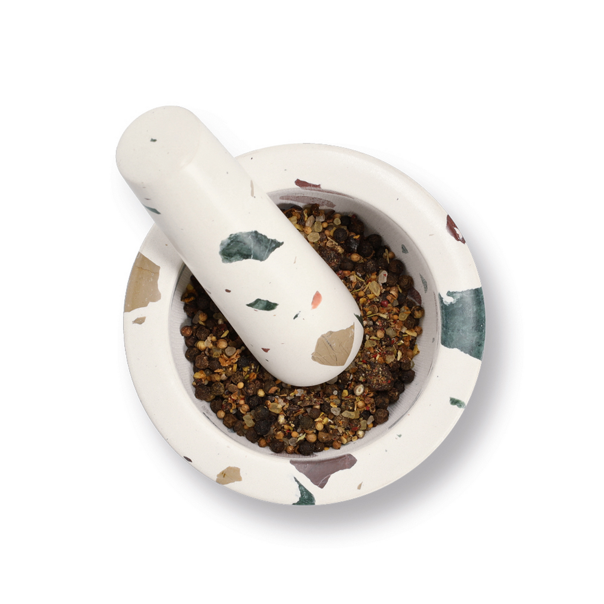 Mörser & Stößel-Set Terrazzo 12 x 9 x 12 cm