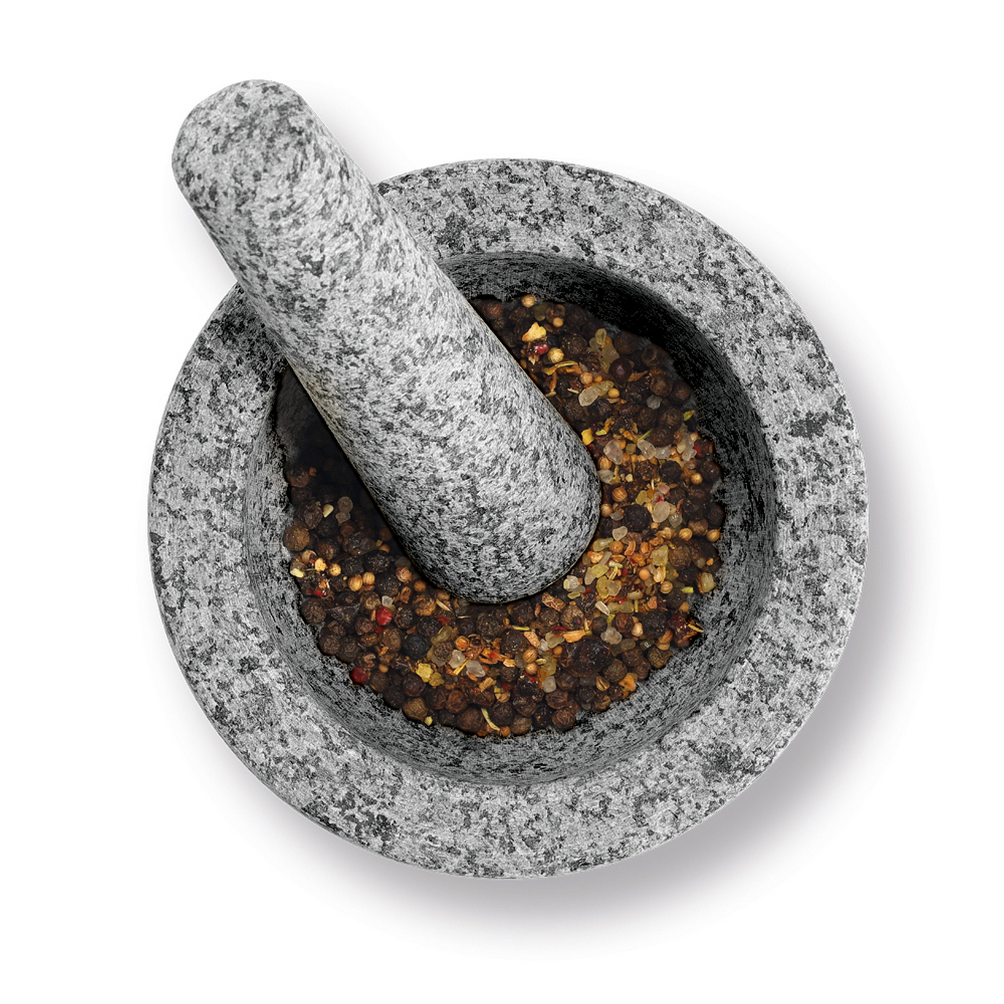 Mörser & Stößel-Set Granit grau 14 x 10 x 14 cm