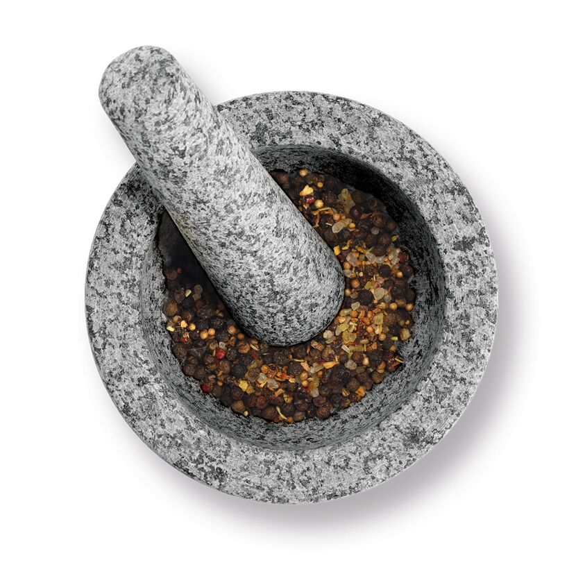 Mörser & Stößel-Set Granit grau 14 x 10 x 14 cm