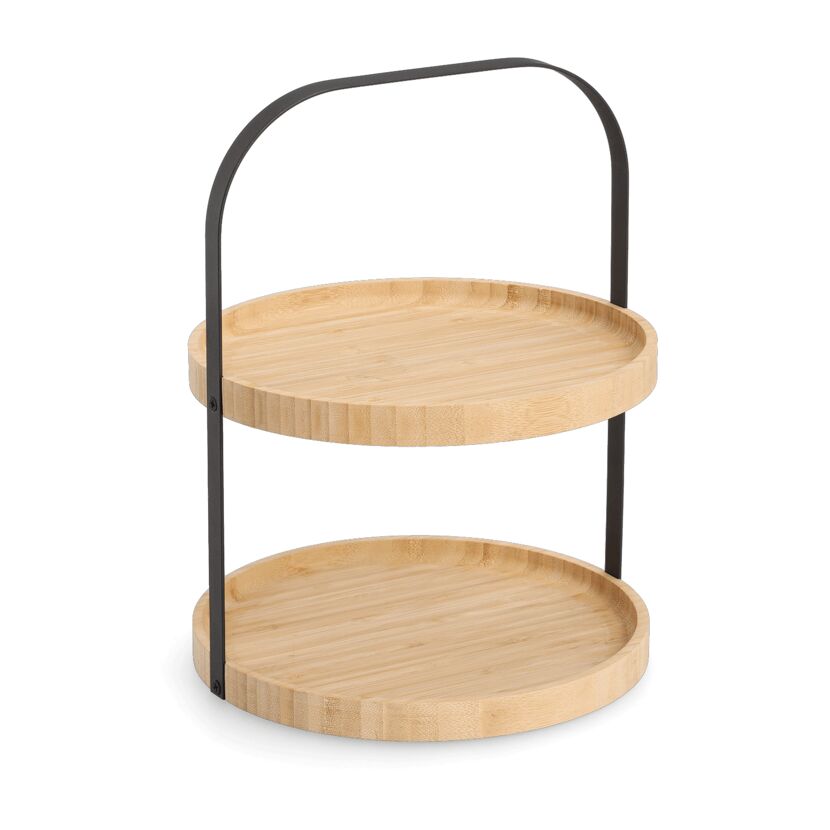 Etagere Bambus/Metall schwarz 25 x 33 x 25 cm