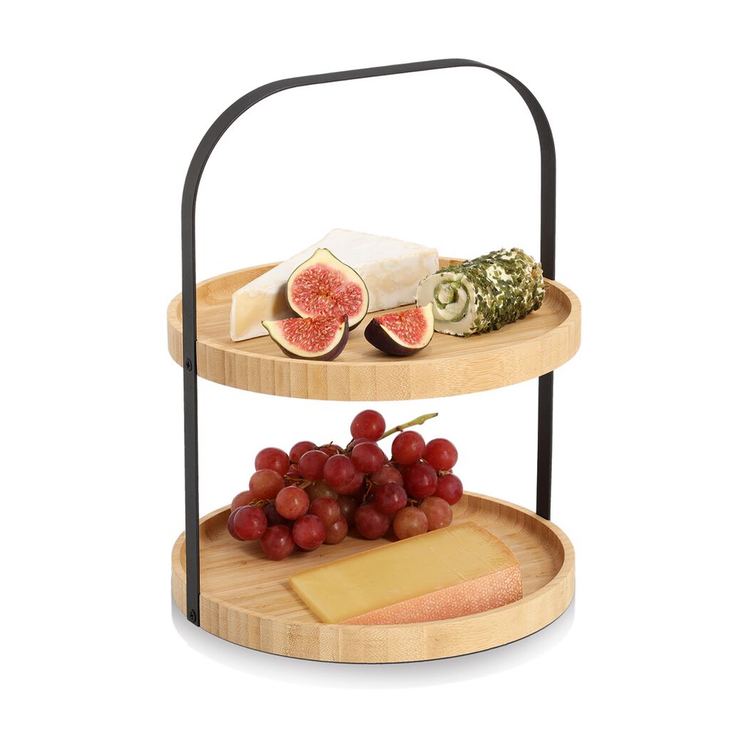 Etagere Bambus/Metall schwarz 25 x 33 x 25 cm