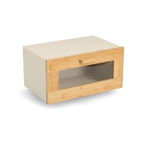Brotkasten mit Klappe Metall/Bambus beige 36 x 19,5 x 23,3 cm