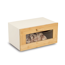 Brotkasten mit Klappe Metall/Bambus beige 36 x 19,5 x 23,3 cm