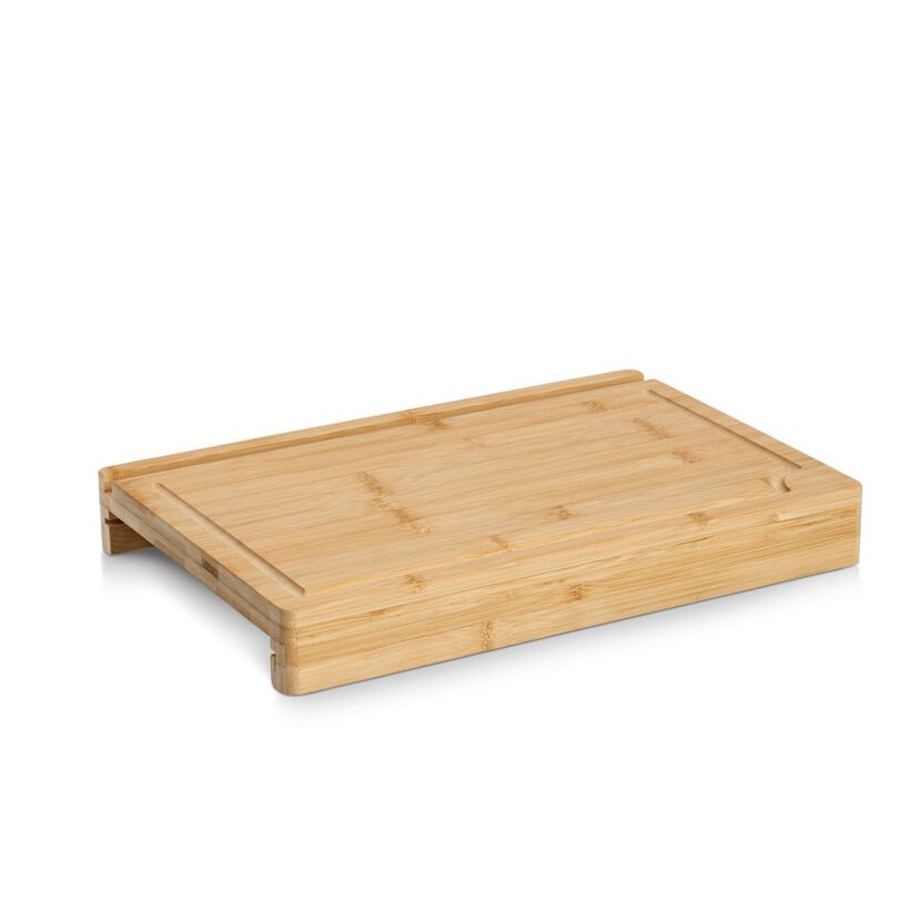 Schneidebrett mit Tablett & Tablet-Halter Bambus/Kunststoff 40 x 5,2 x 26,5 cm