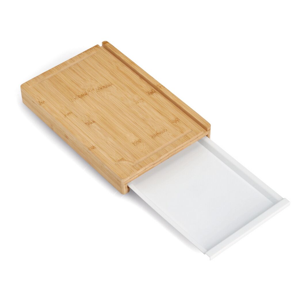 Schneidebrett mit Tablett & Tablet-Halter Bambus/Kunststoff 40 x 5,2 x 26,5 cm
