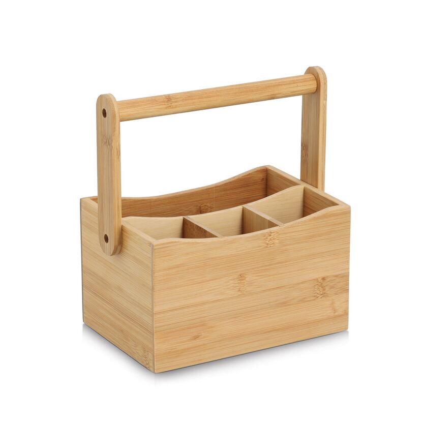 Utensilienhalter mit Tragegriff Bambus 21,5 x 23 x 14 cm