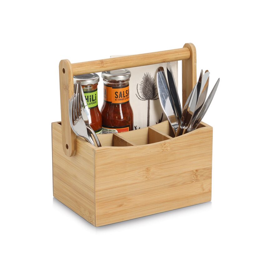 Utensilienhalter mit Tragegriff Bambus 21,5 x 23 x 14 cm